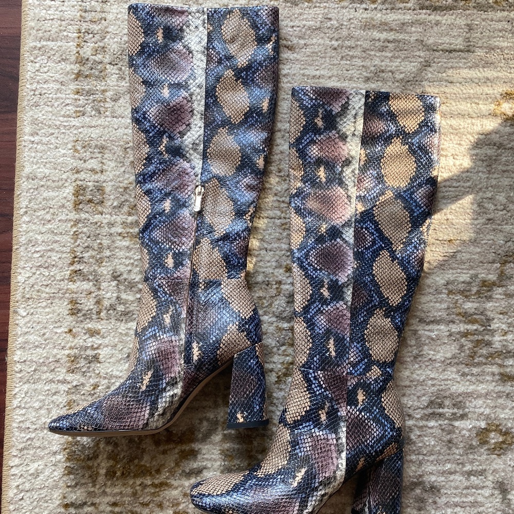 Sam Edelman Snakeskin Boots in Blue and Purple